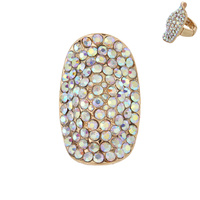 Stone Encrusted Short Knuckle Armour Stretch Ring